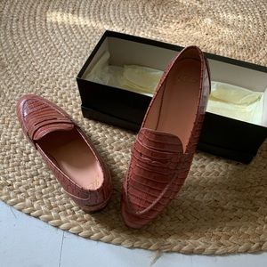 Jcrew croc embossed leather new in box loafers